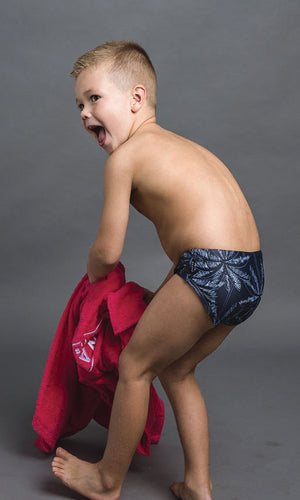 BOYS PALM PRINT RACERS- BLACK